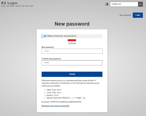 password creation login