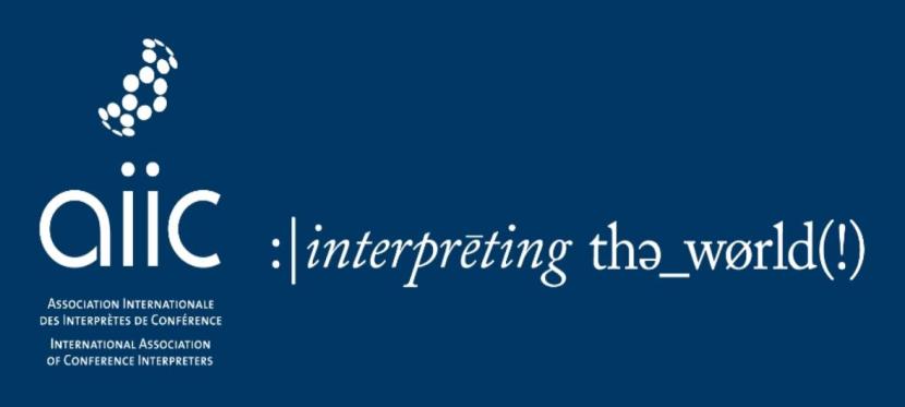 Logo AIIC blue interpreting the world